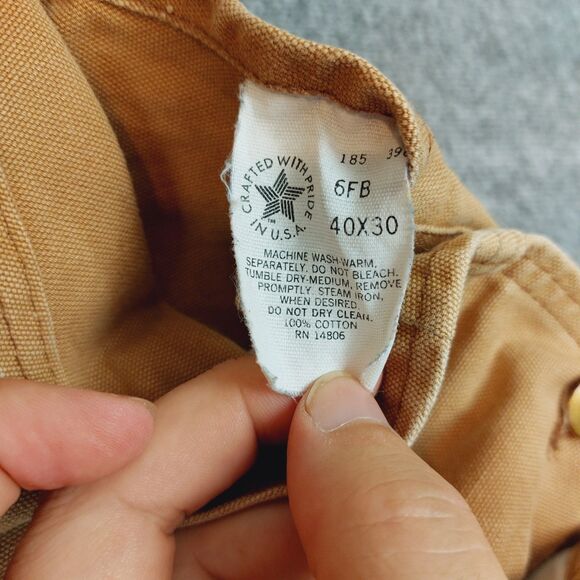 Vintage Carhartt Men's 40x30(28.5) Double Knee Overalls Brown 6FB 1985 - Picture 6 of 9